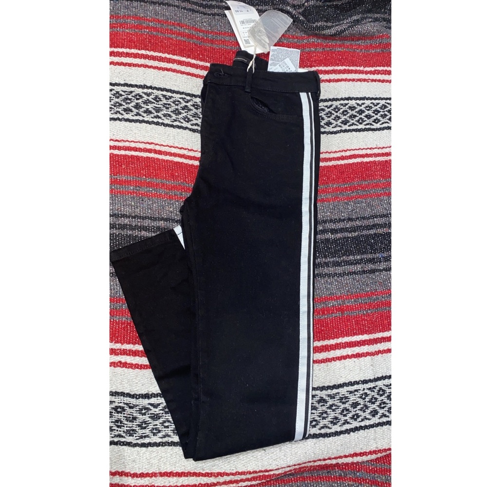 Zara Black Jean w/ White Stripe